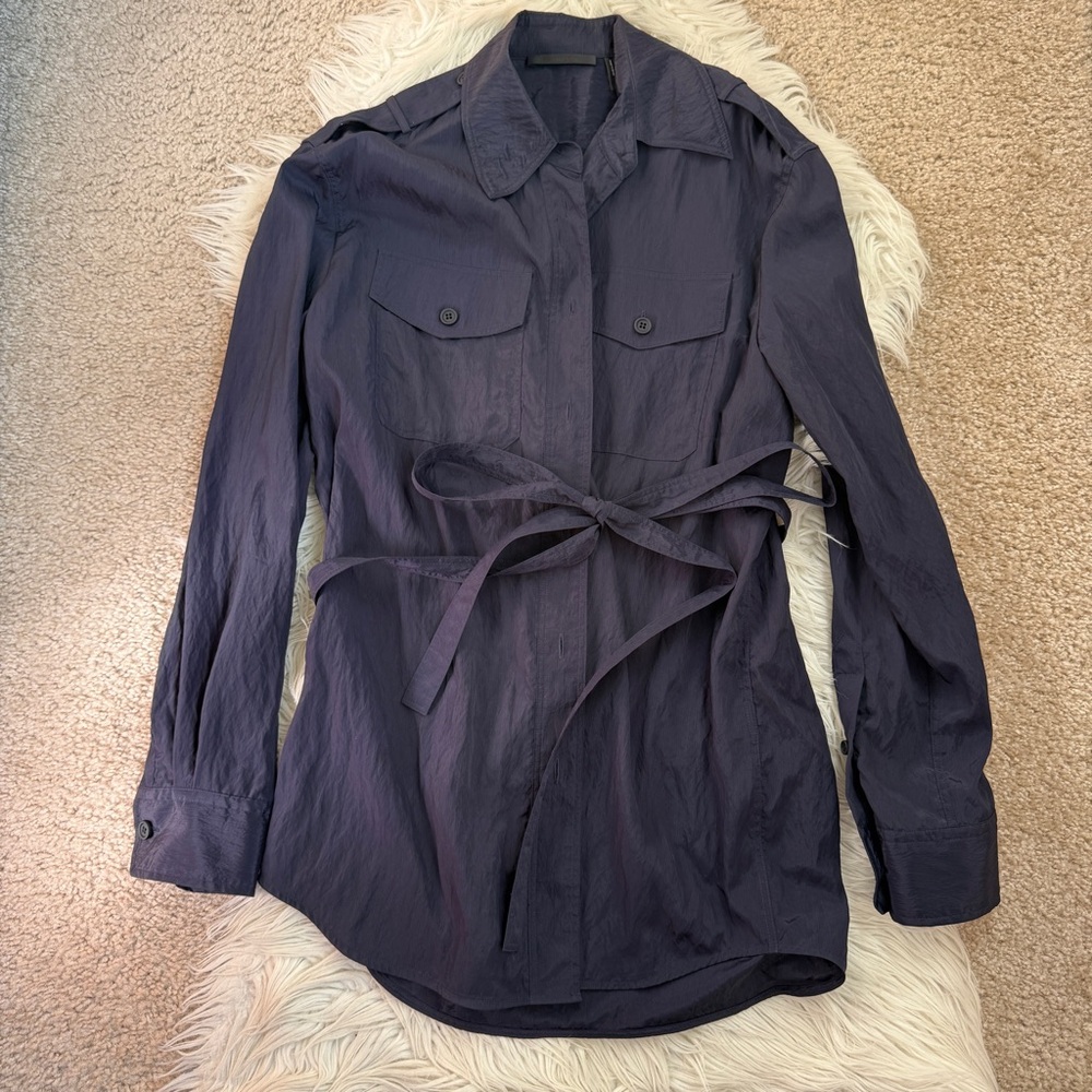 EUC Helmut Lang Utility Parachute Military Sheer Button Down Shirt Jacket xs